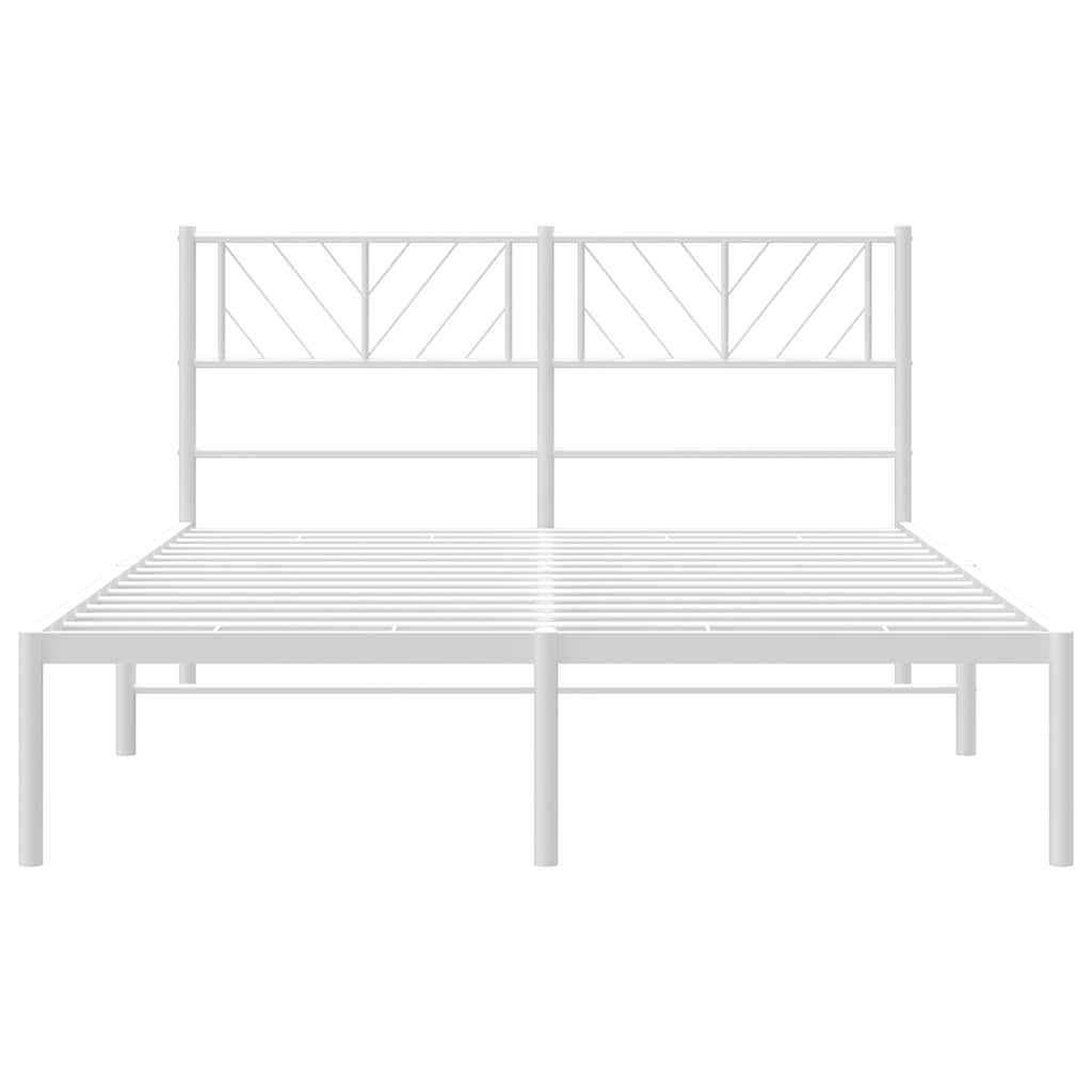 Bettgestell mit Kopfteil Metall Weiß 150x200 cm