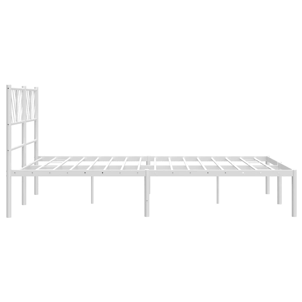 Bettgestell mit Kopfteil Metall Weiß 150x200 cm