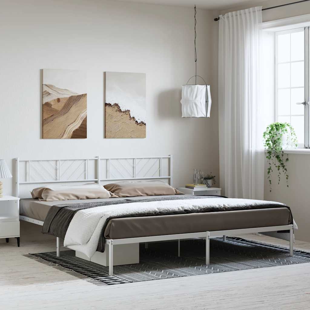 Bettgestell mit Kopfteil Metall Weiß 183x213 cm