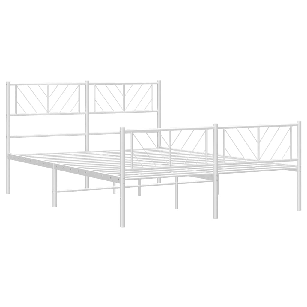 Bettgestell mit Kopf- und Fußteil Metall Weiß 135x190 cm
