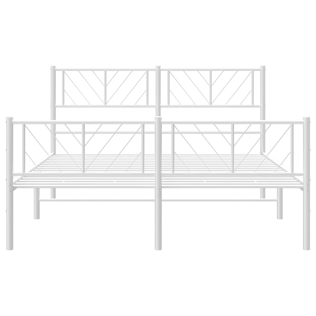 Bettgestell mit Kopf- und Fußteil Metall Weiß 150x200 cm