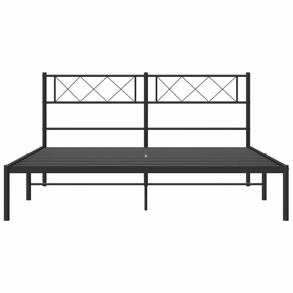 Bettgestell mit Kopfteil Metall Schwarz 150x200 cm