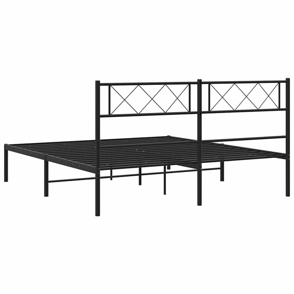 Bettgestell mit Kopfteil Metall Schwarz 150x200 cm