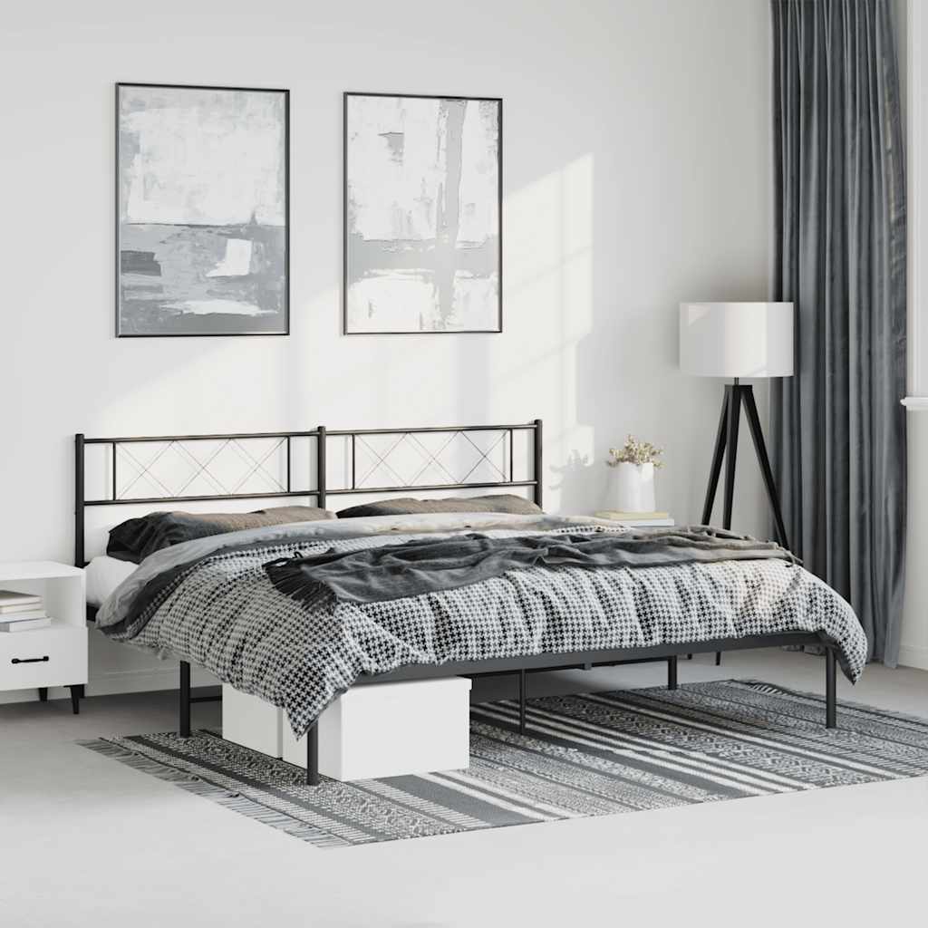 Bettgestell mit Kopfteil Metall Schwarz 183x213 cm