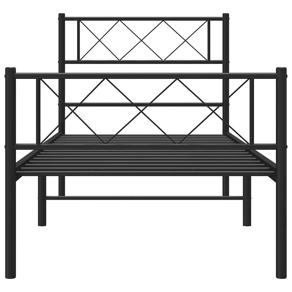 Bettgestell mit Kopf- und Fußteil Metall Schwarz 100x190 cm