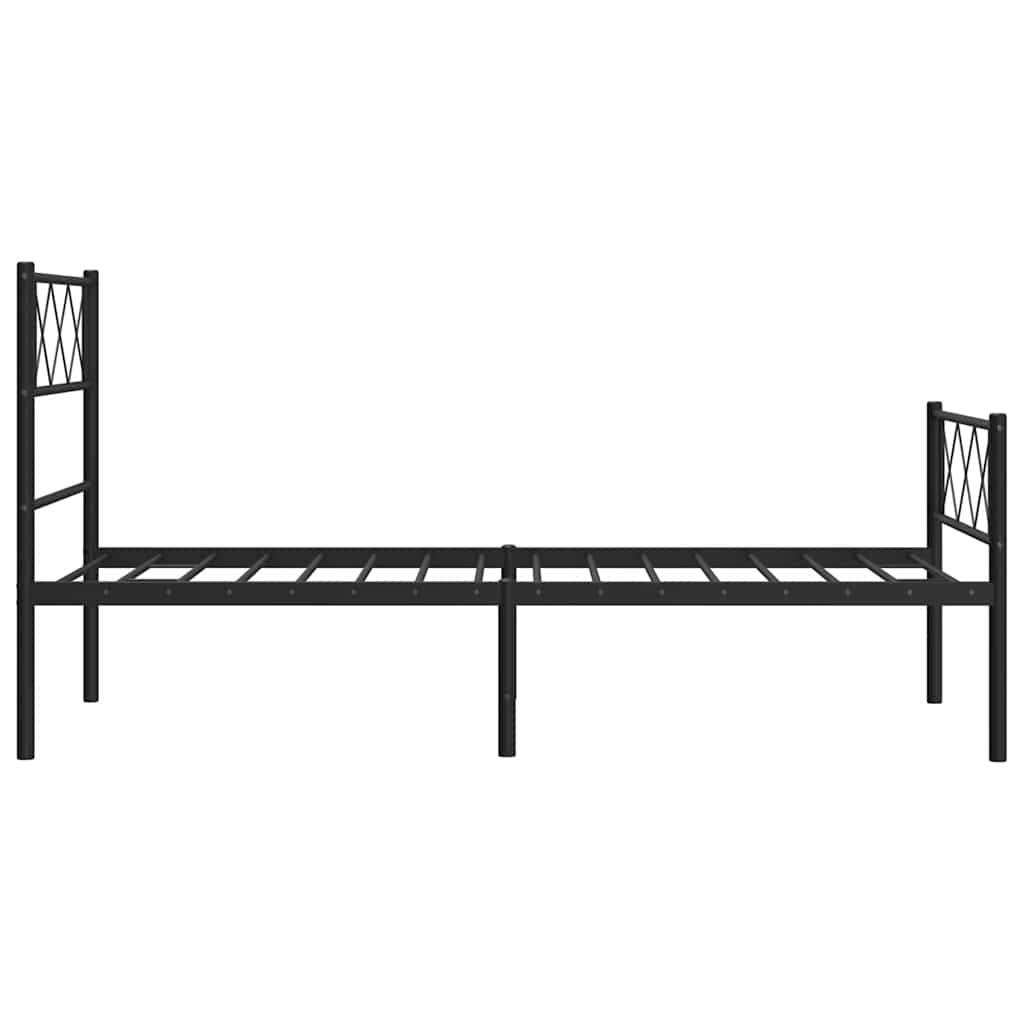 Bettgestell mit Kopf- und Fußteil Metall Schwarz 100x190 cm
