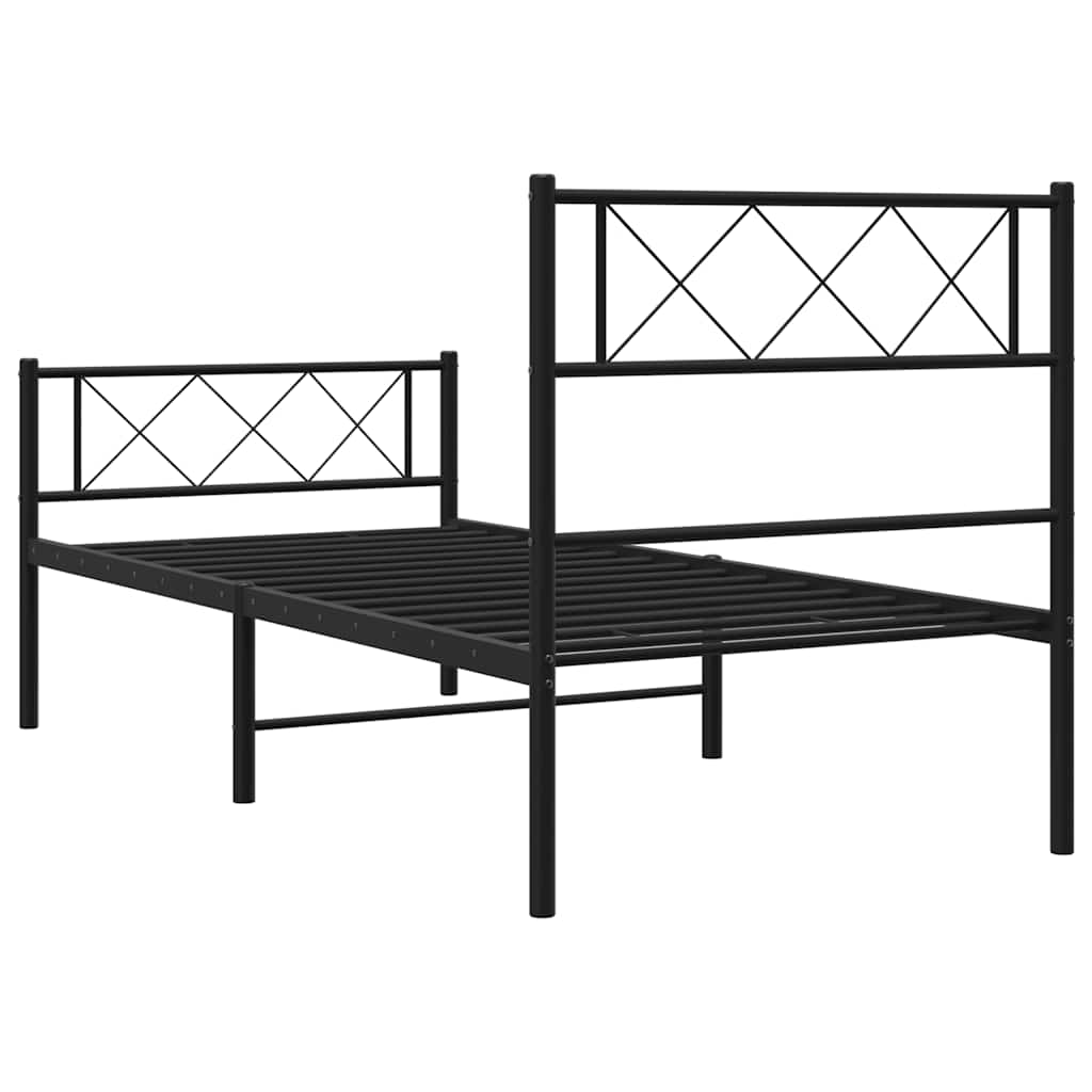 Bettgestell mit Kopf- und Fußteil Metall Schwarz 100x190 cm