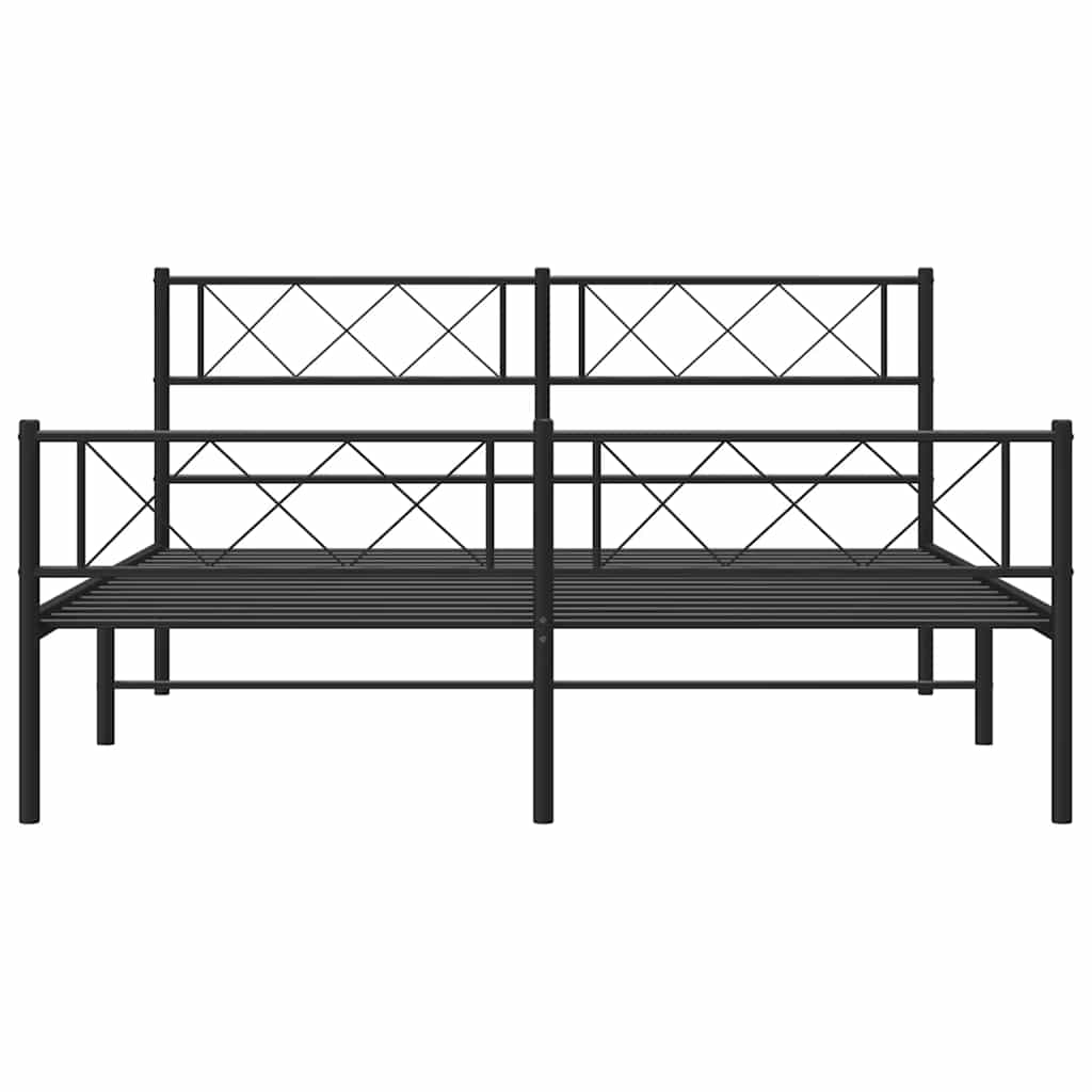 Bettgestell mit Kopf- und Fußteil Metall Schwarz 135x190 cm
