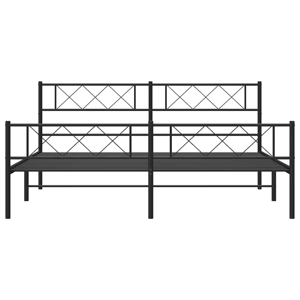 Bettgestell mit Kopf- und Fußteil Metall Schwarz 183x213 cm