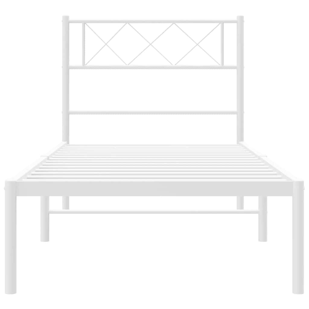 Bettgestell mit Kopfteil Metall Weiß 100x190 cm