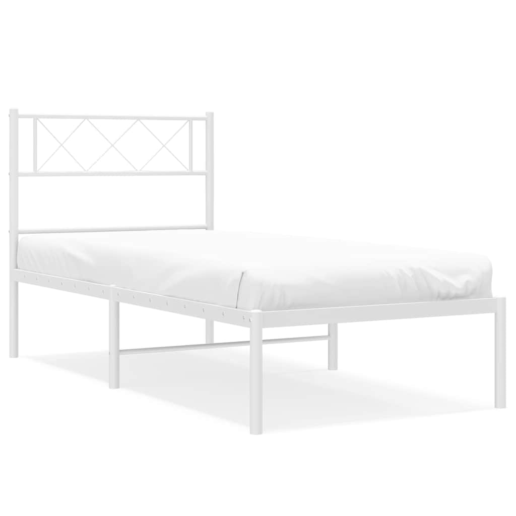 Bettgestell mit Kopfteil Metall Weiß 100x200 cm