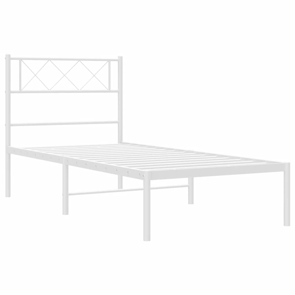 Bettgestell mit Kopfteil Metall Weiß 100x200 cm