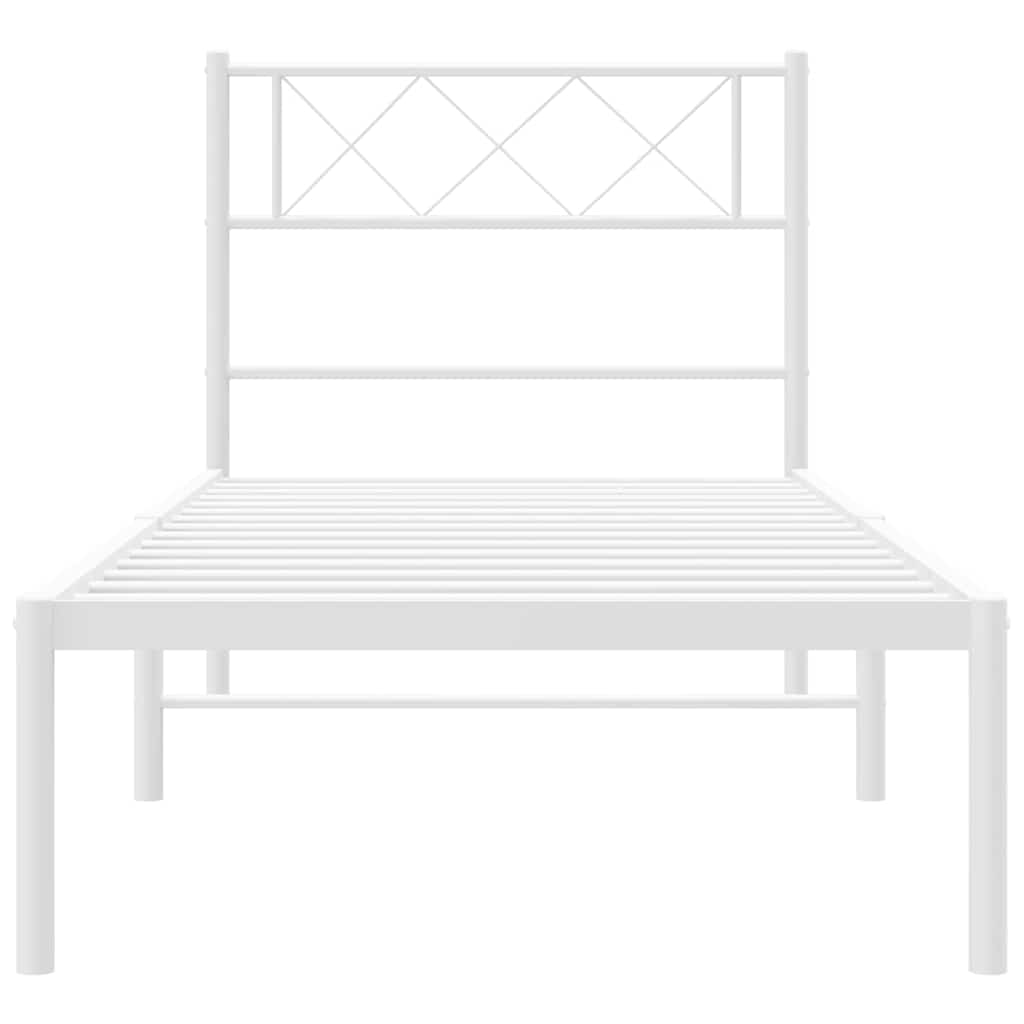Bettgestell mit Kopfteil Metall Weiß 100x200 cm