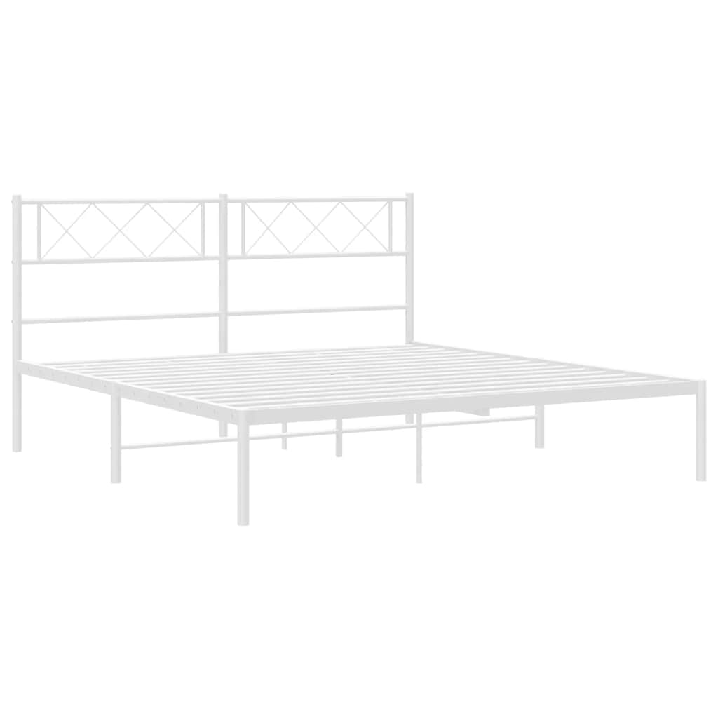 Bettgestell mit Kopfteil Metall Weiß 135x190 cm