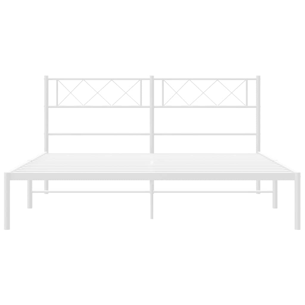 Bettgestell mit Kopfteil Metall Weiß 135x190 cm