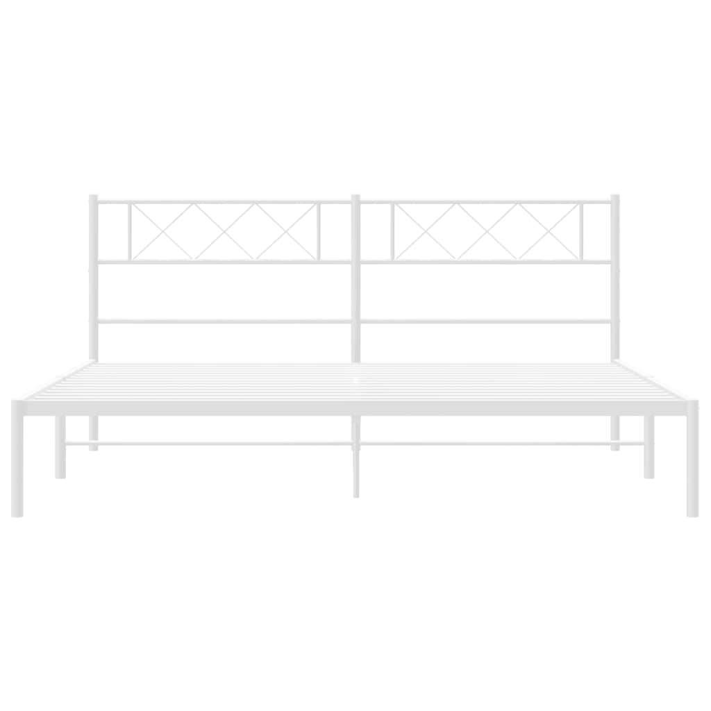 Bettgestell mit Kopfteil Metall Weiß 183x213 cm