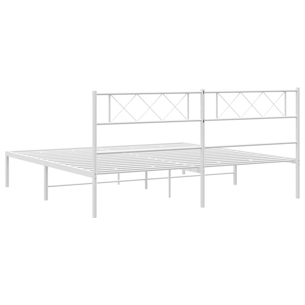 Bettgestell mit Kopfteil Metall Weiß 183x213 cm