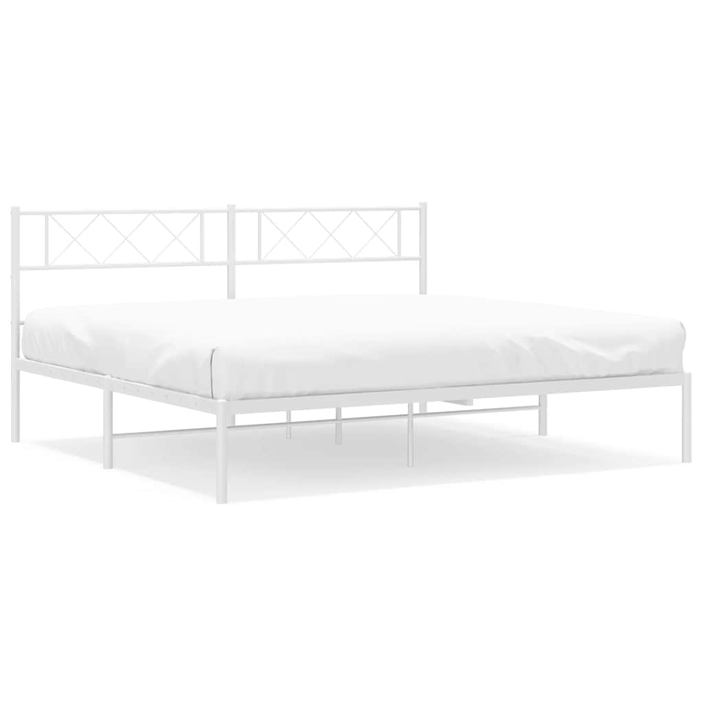 Bettgestell mit Kopfteil Metall Weiß 193x203 cm
