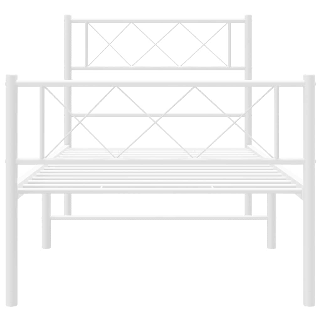 Bettgestell mit Kopf- und Fußteil Metall Weiß 100x200 cm