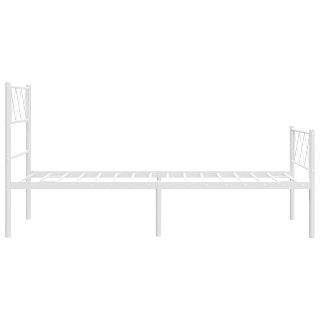 Bettgestell mit Kopf- und Fußteil Metall Weiß 100x200 cm