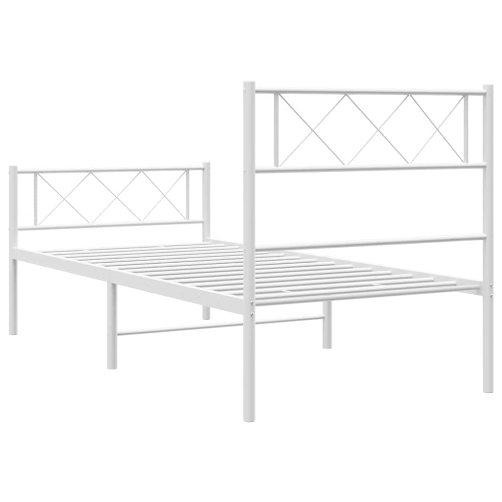 Bettgestell mit Kopf- und Fußteil Metall Weiß 100x200 cm