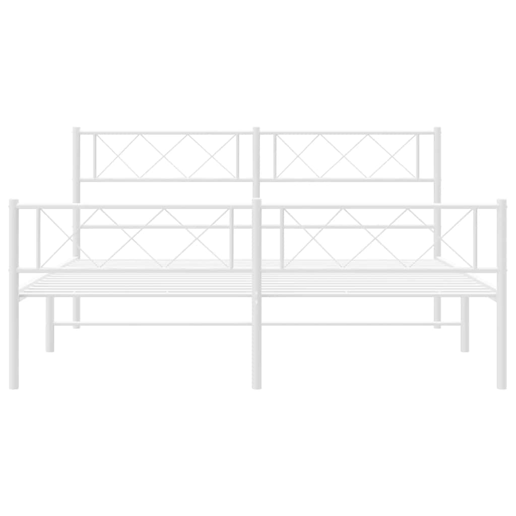Bettgestell mit Kopf- und Fußteil Metall Weiß 135x190 cm