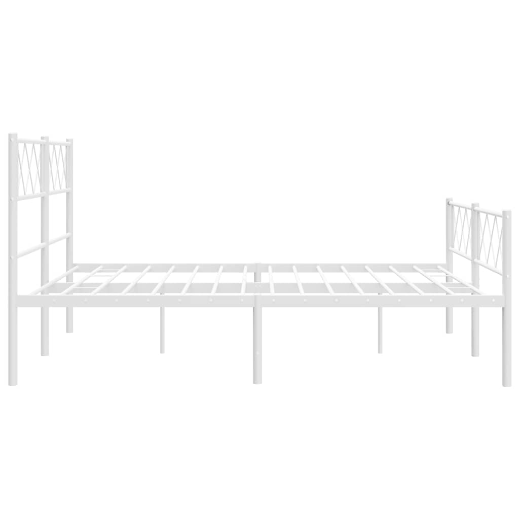 Bettgestell mit Kopf- und Fußteil Metall Weiß 150x200 cm
