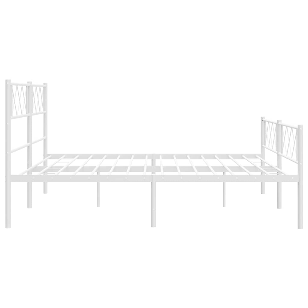 Bettgestell mit Kopf- und Fußteil Metall Weiß 180x200 cm