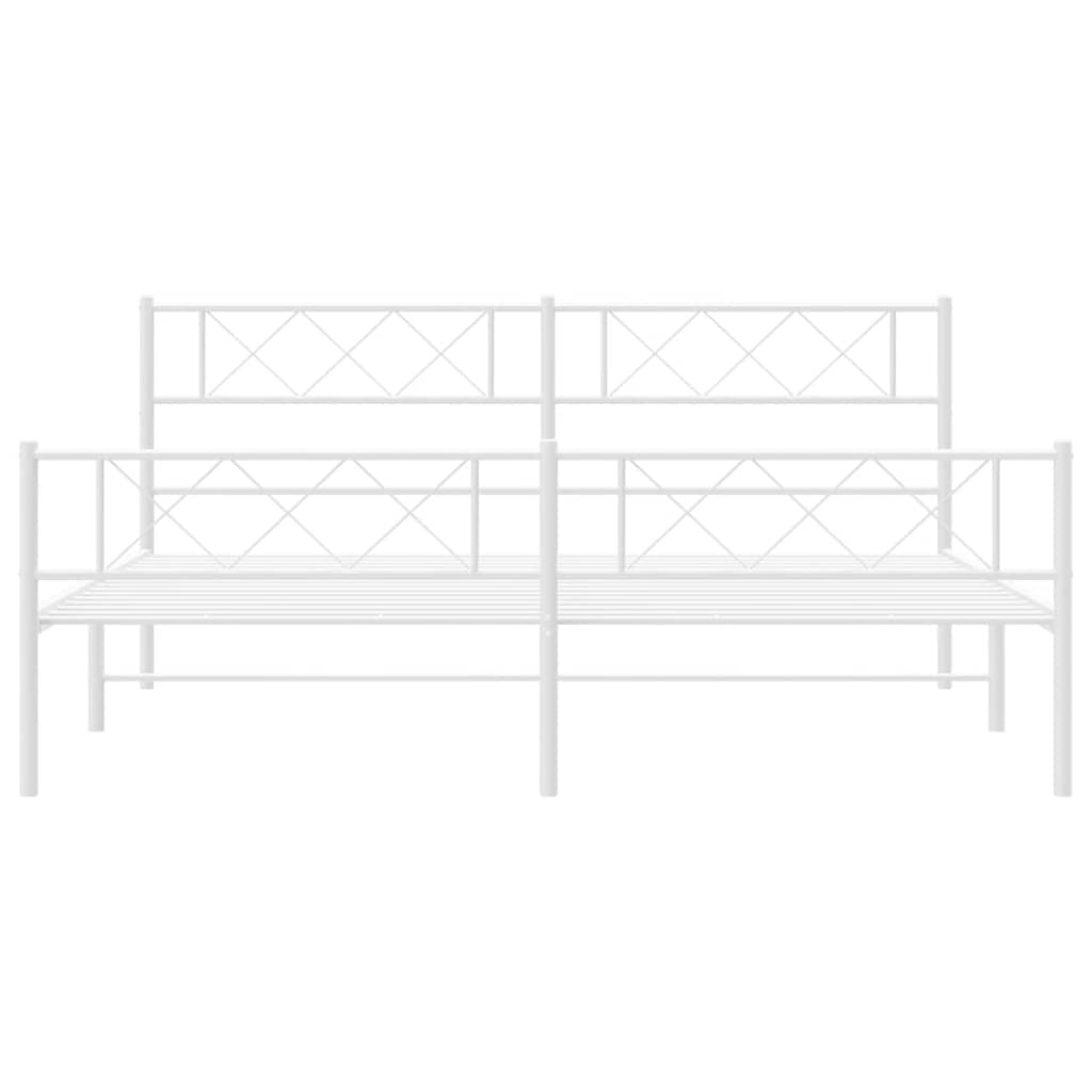 Bettgestell mit Kopf- und Fußteil Metall Weiß 193x203 cm