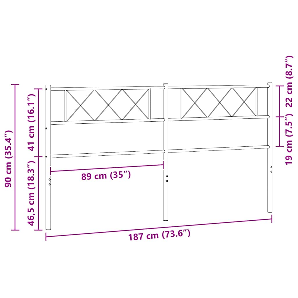 Ersatz-Kopfteil Metall Weiß 180 cm