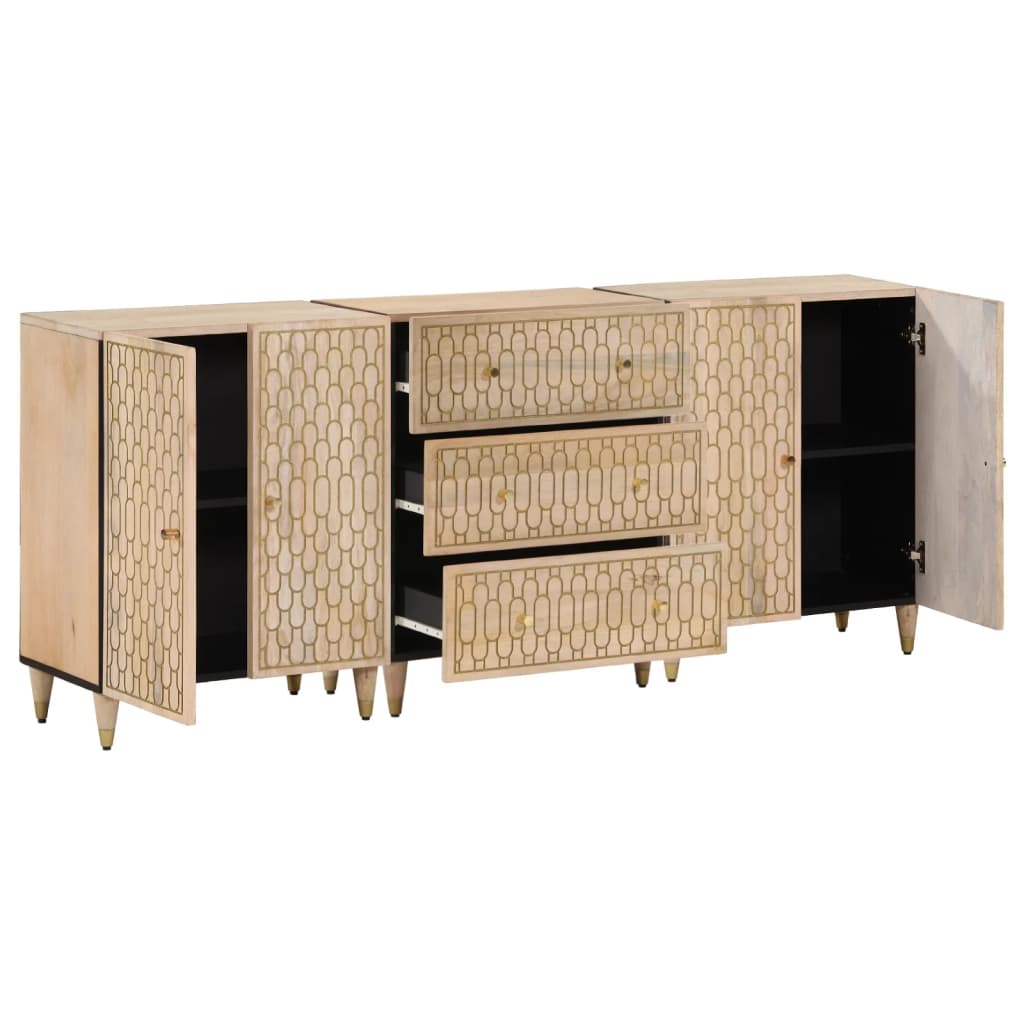 Beistellschränke 3 Stk. 60x33x75 cm Massivholz Mango