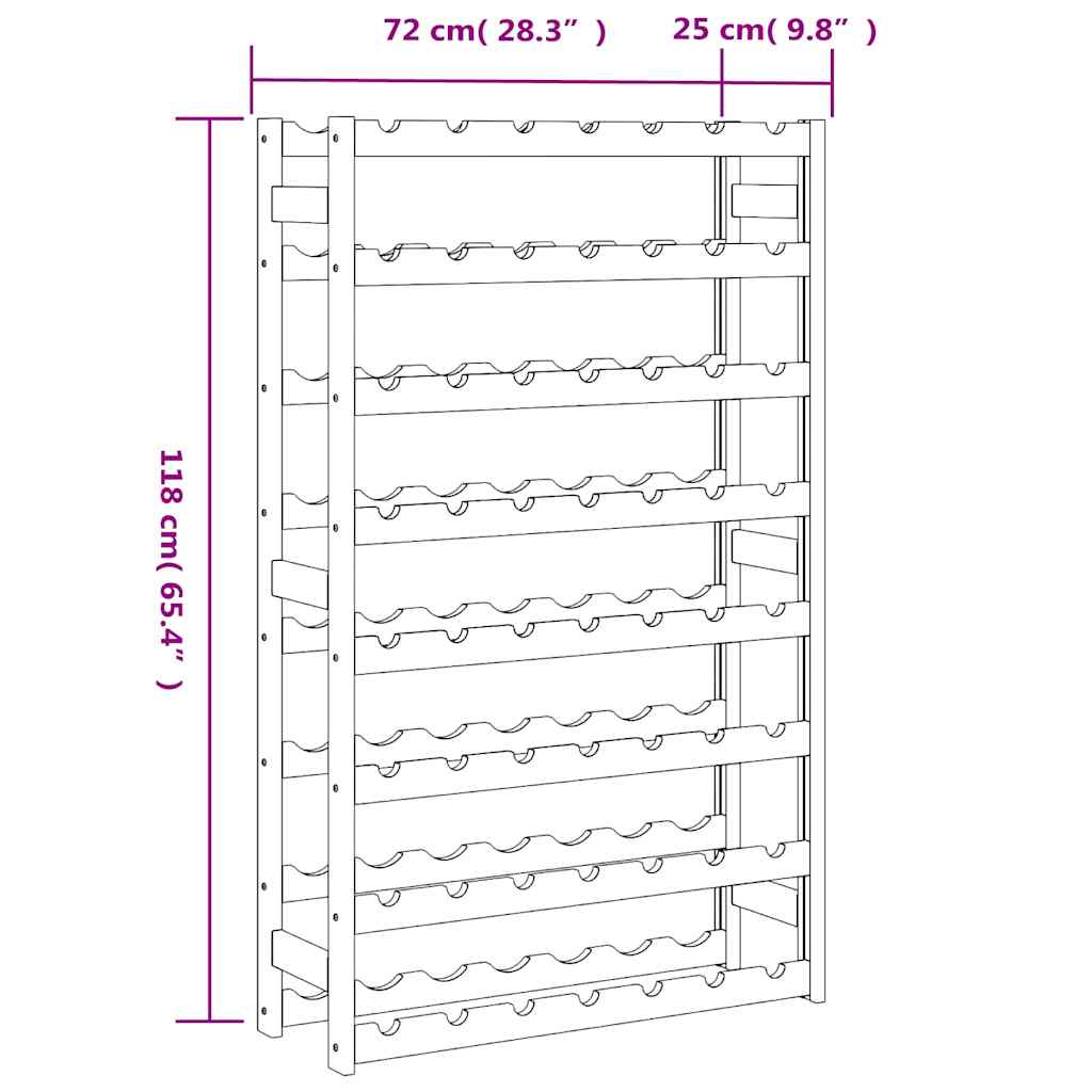 Weinregal für 56 Flaschen Schwarz Massivholz Kiefer