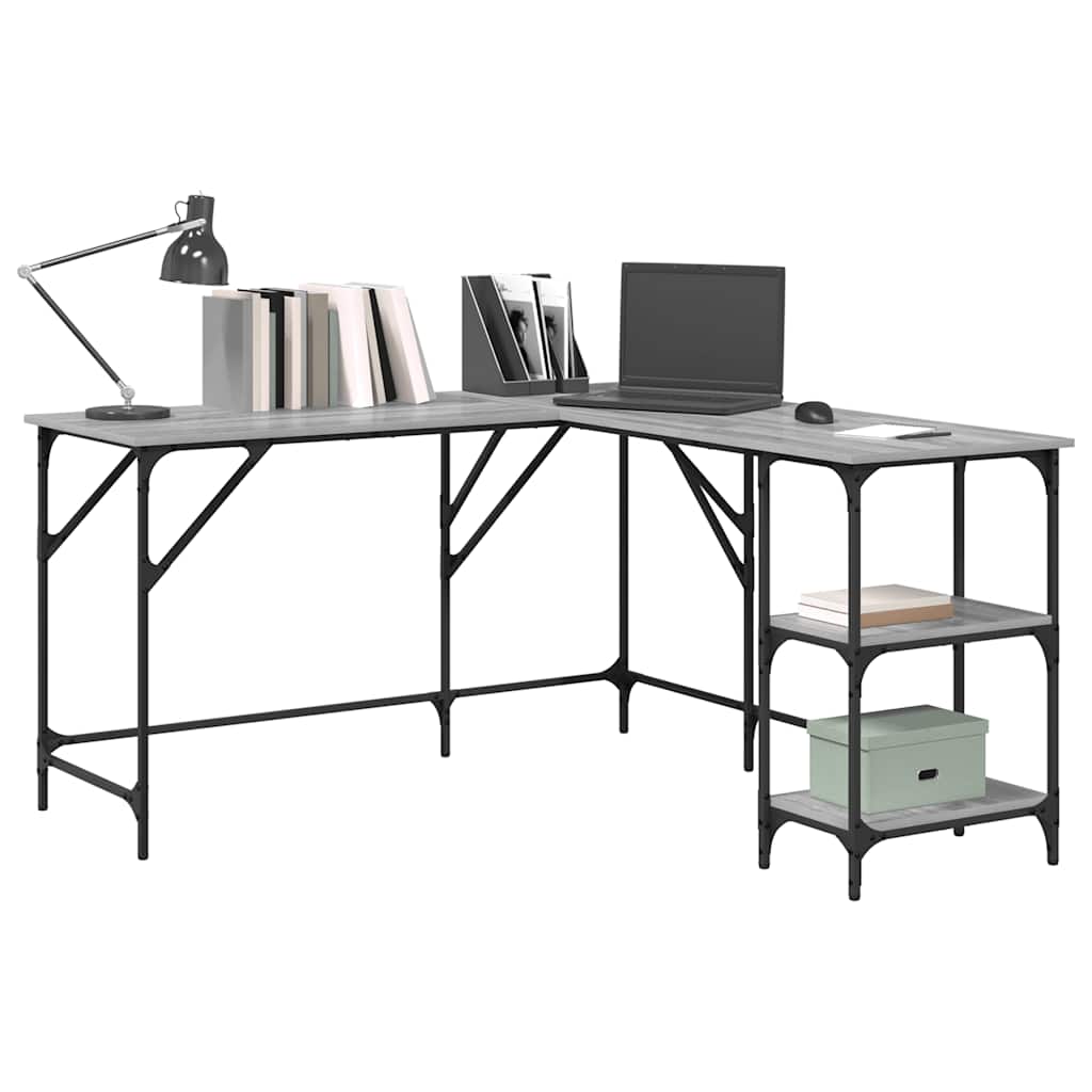 Schreibtisch Grau Sonoma 139x139x75 cm Holzwerkstoff