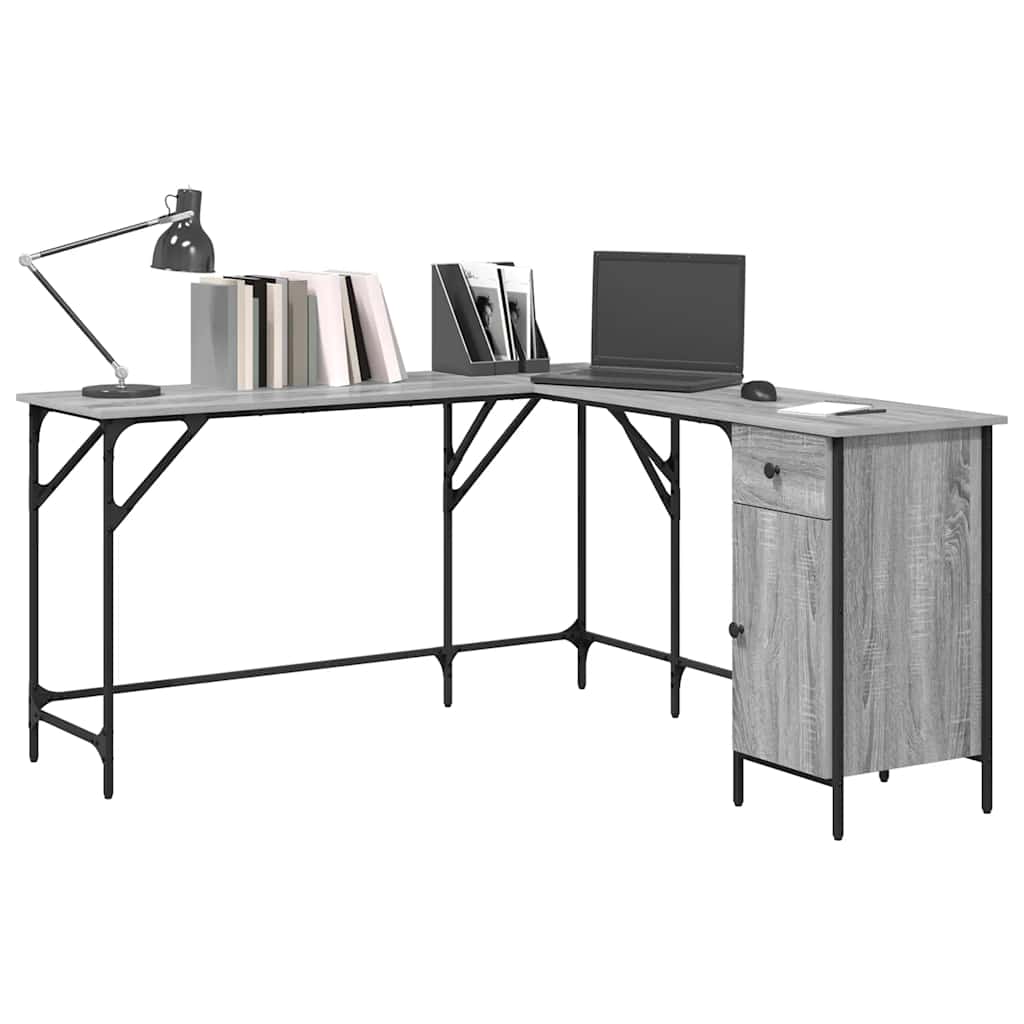 Schreibtisch Grau Sonoma 141x141x75 cm Holzwerkstoff