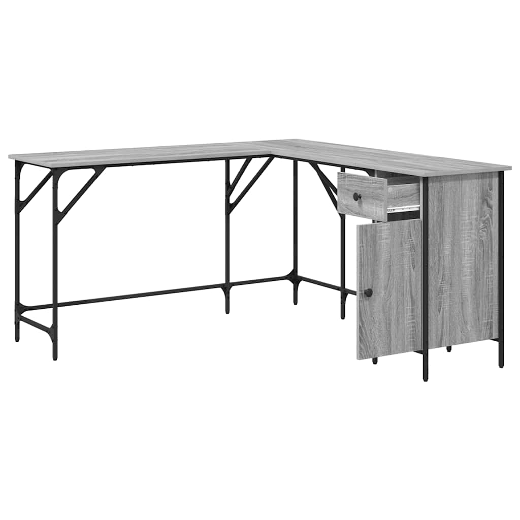 Schreibtisch Grau Sonoma 141x141x75 cm Holzwerkstoff