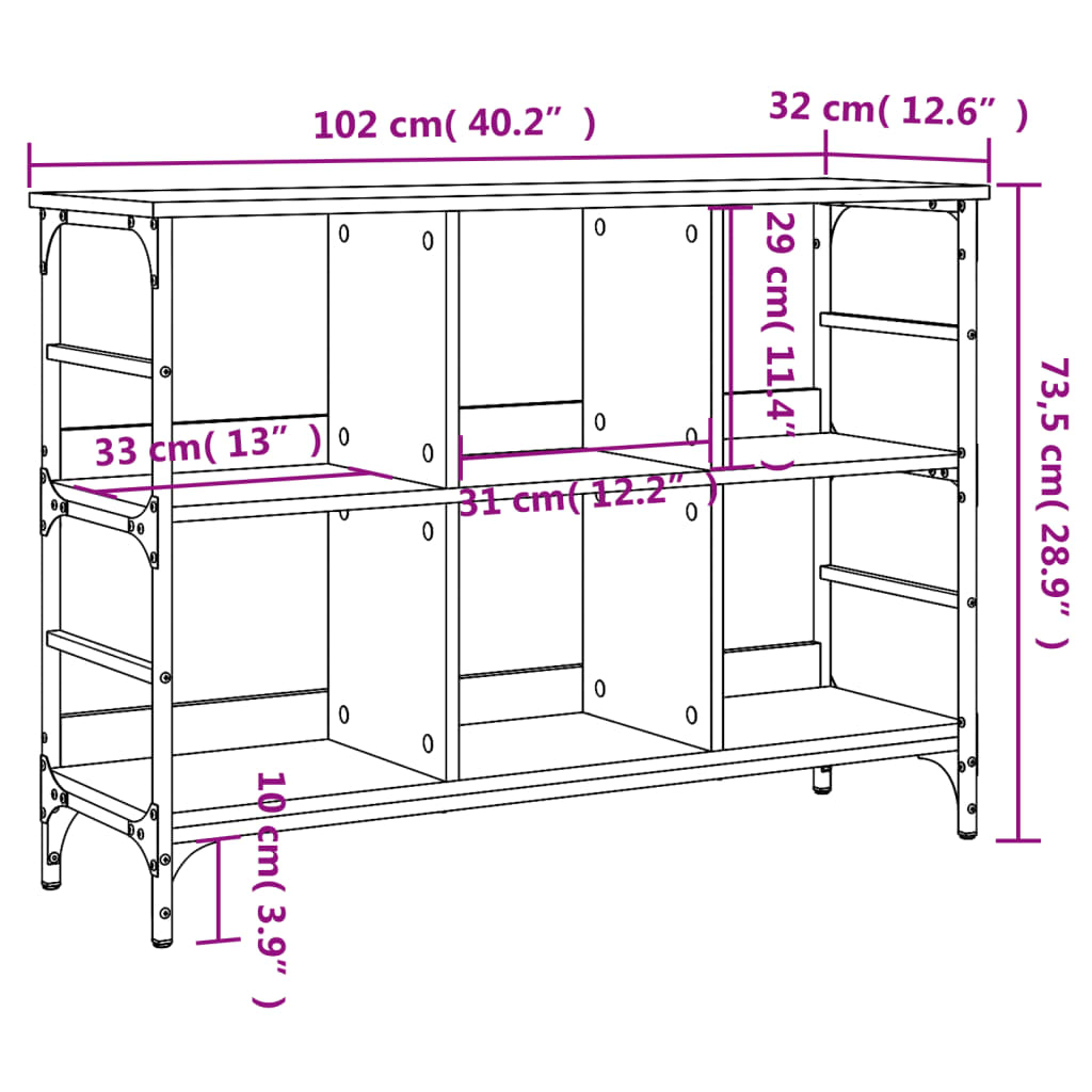 Sideboard Braun Eichen-Optik 102x32x73,5 cm Holzwerkstoff
