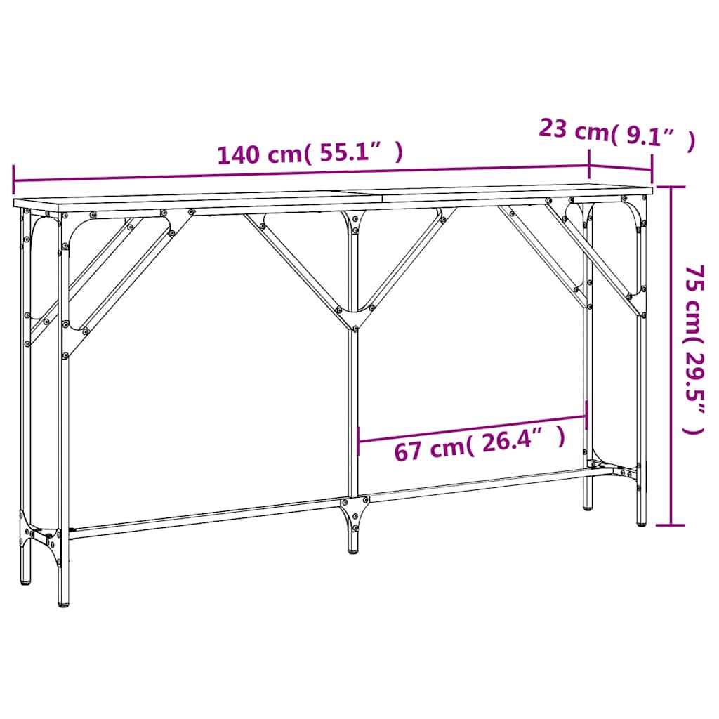 Konsolentisch Schwarz 140x23x75 cm Holzwerkstoff