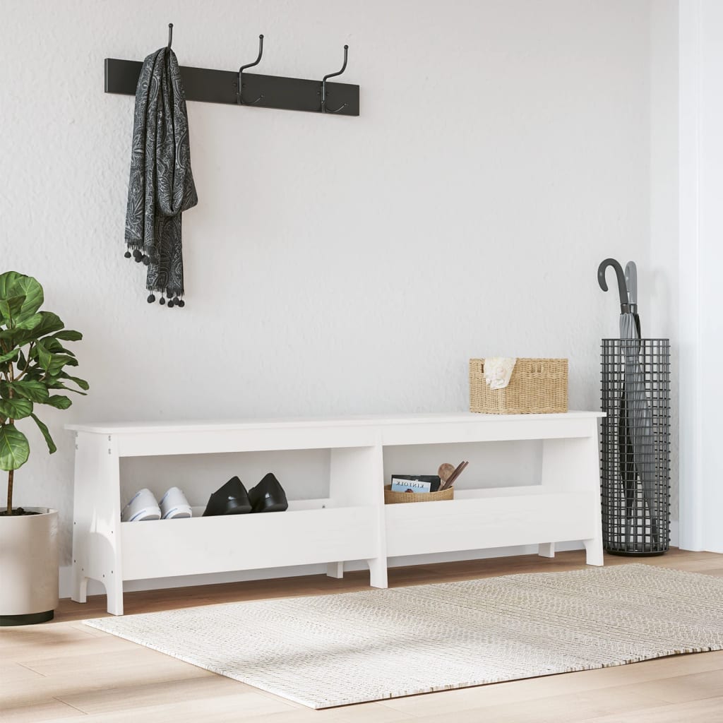 Flurbank Weiß 160x28x45 cm Massivholz Kiefer