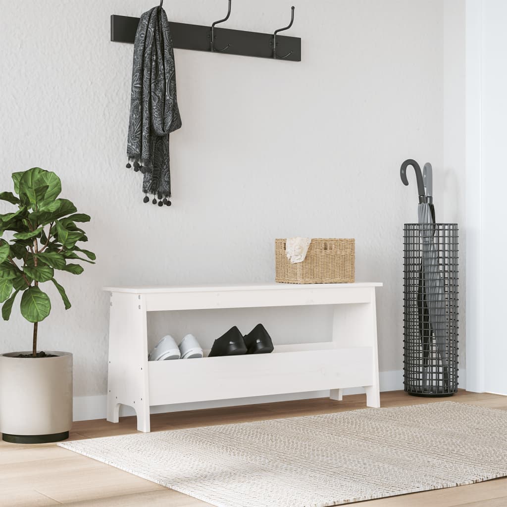 Flurbank Weiß 100 x 28 x 45 cm Massivholz Kiefer