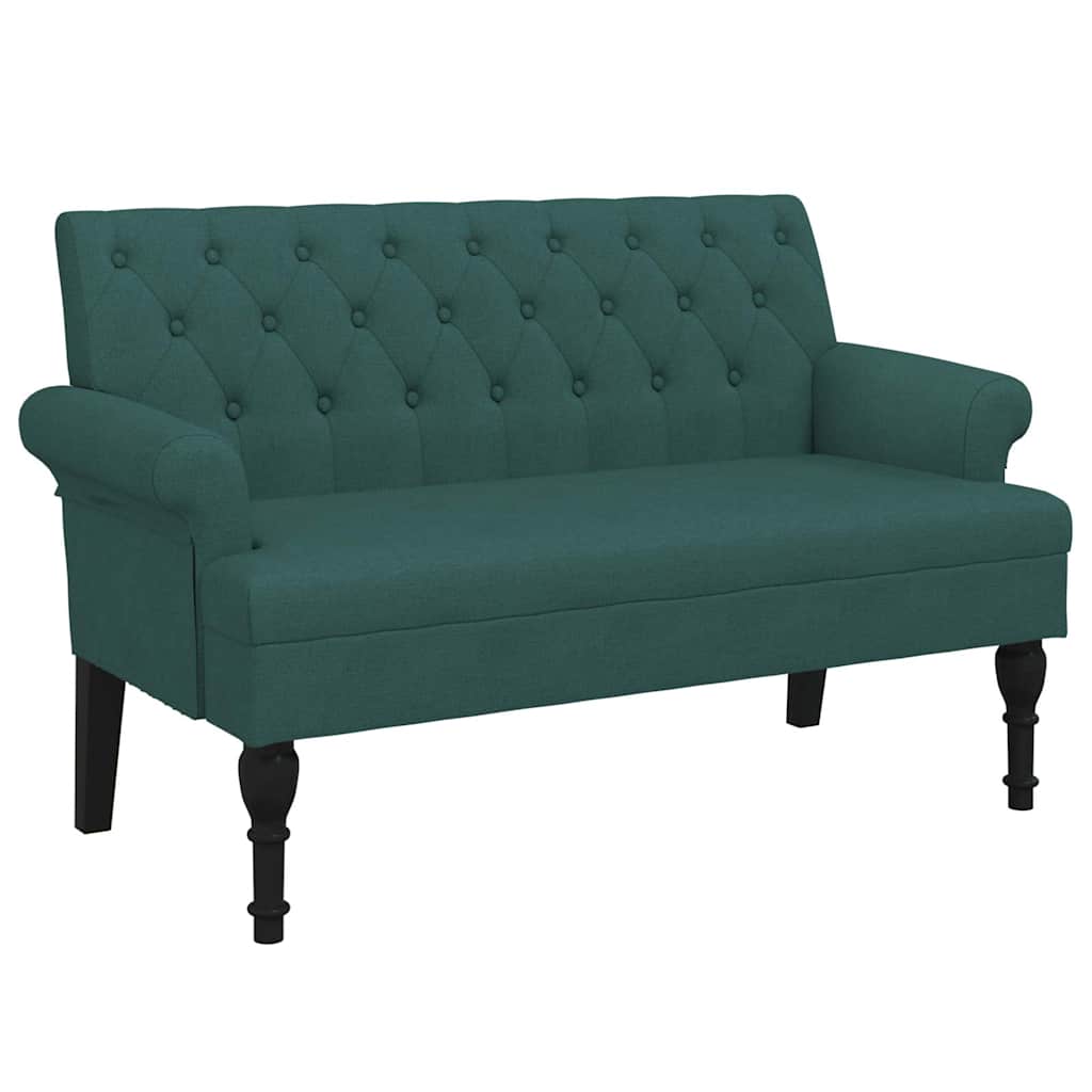 Sitzbank mit Rückenlehne Dunkelgrün 120x62x75,5 cm Stoff
