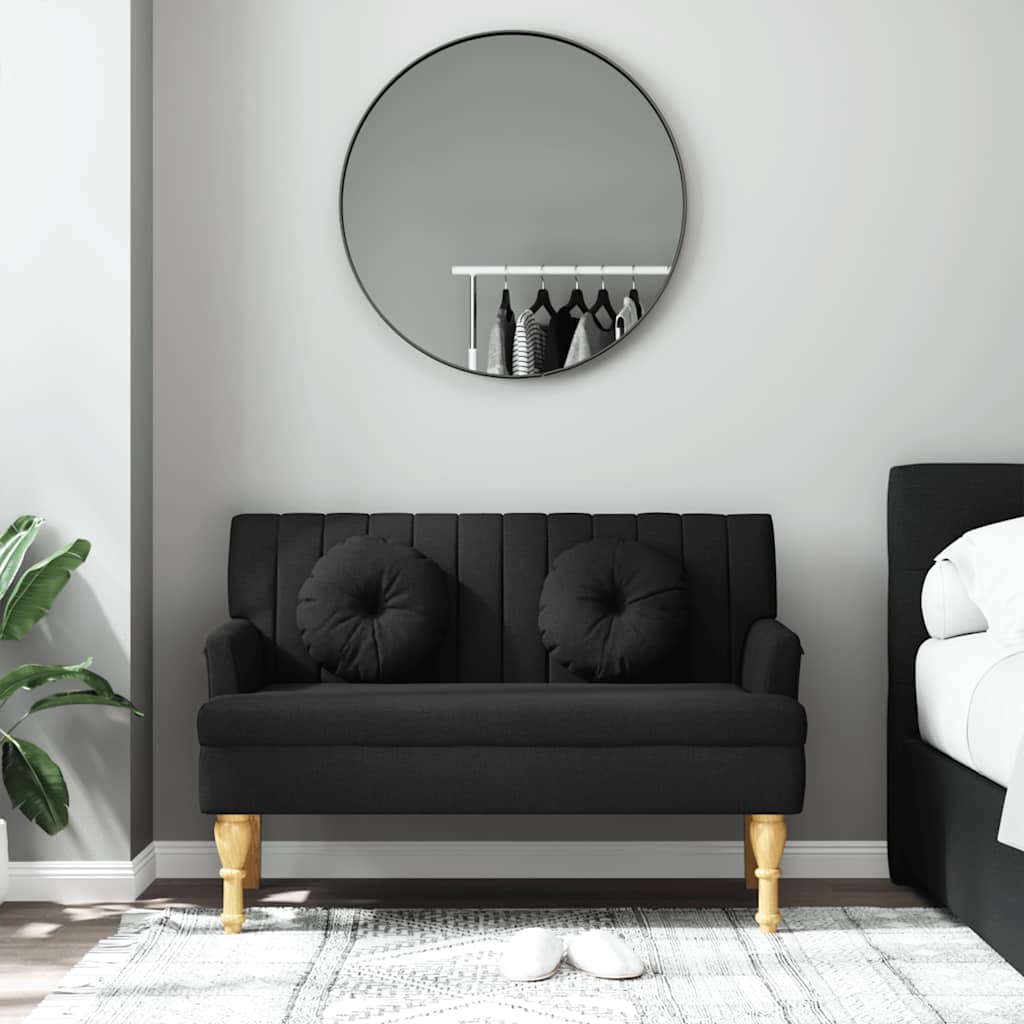 Sitzbank mit Kissen Schwarz 113x64,5x75,5 cm Stoff
