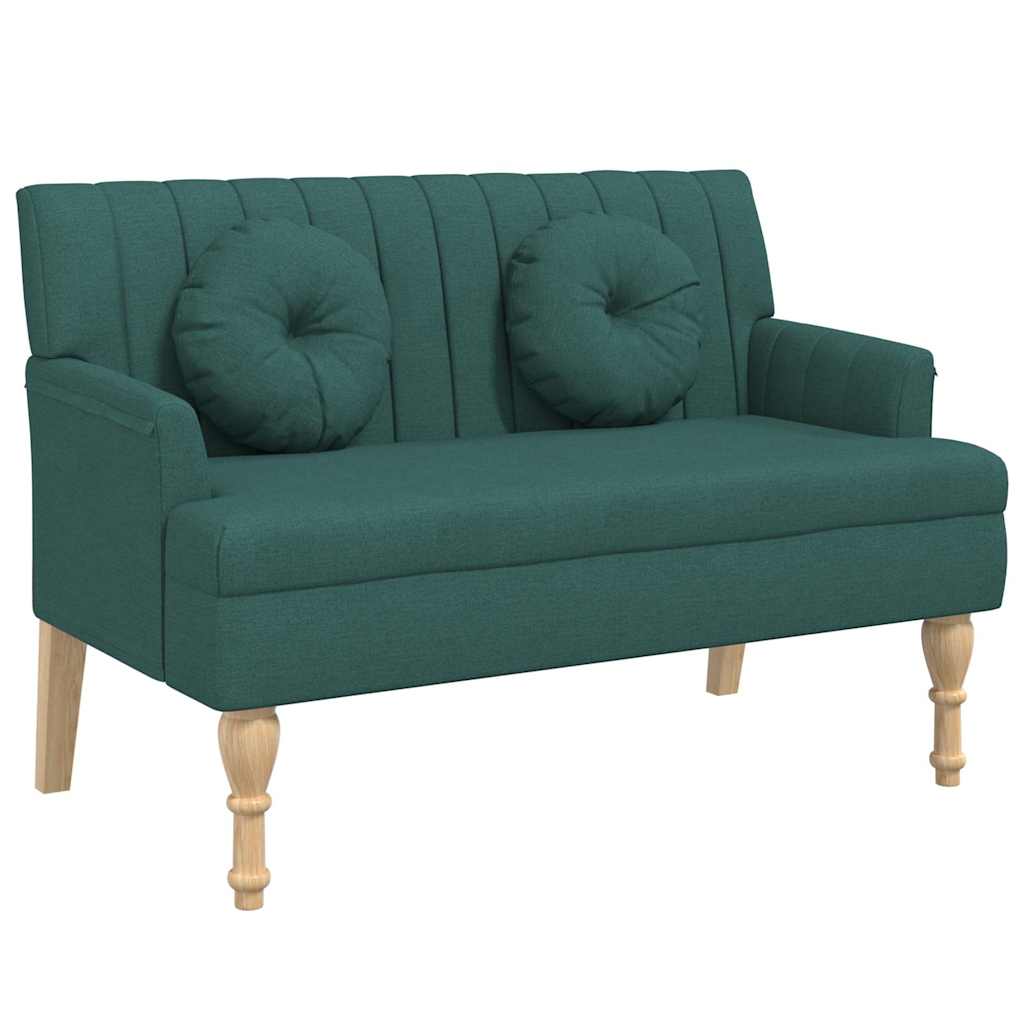 Sitzbank mit Kissen Dunkelgrün 113x64,5x75,5 cm Stoff