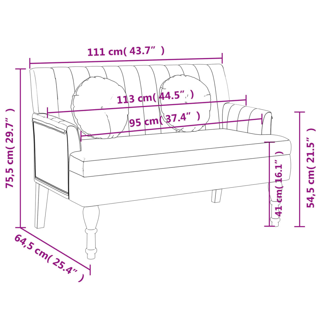 Sitzbank mit Kissen 113x64,5x75,5 cm Leinen