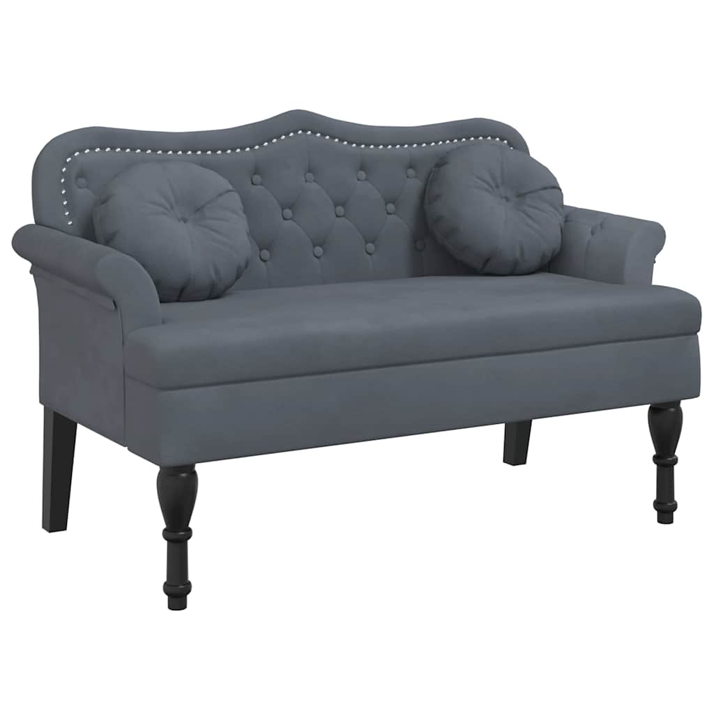 Bank mit Kissen Dunkelgrau 120,5 x 65 x 75 cm Samt