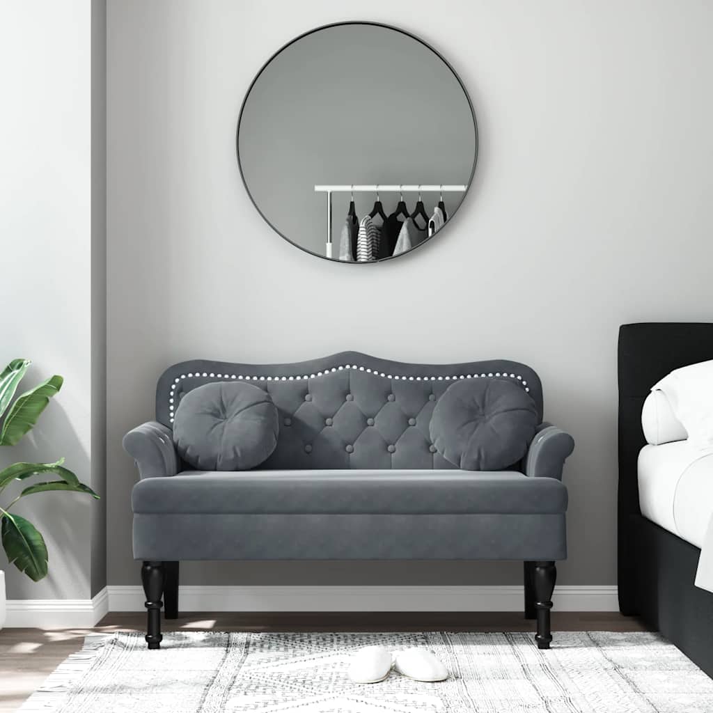 Bank mit Kissen Dunkelgrau 120,5 x 65 x 75 cm Samt