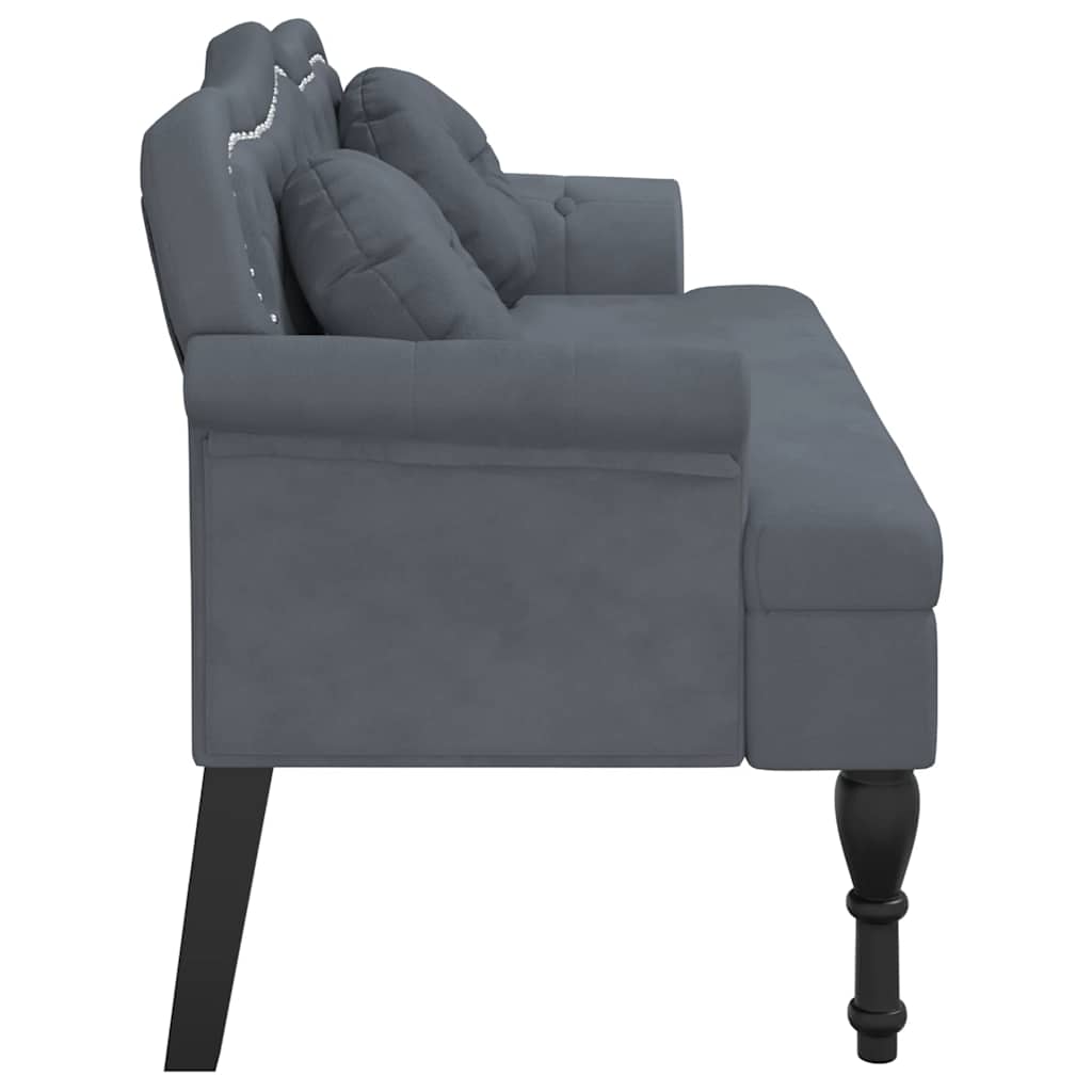 Bank mit Kissen Dunkelgrau 120,5 x 65 x 75 cm Samt