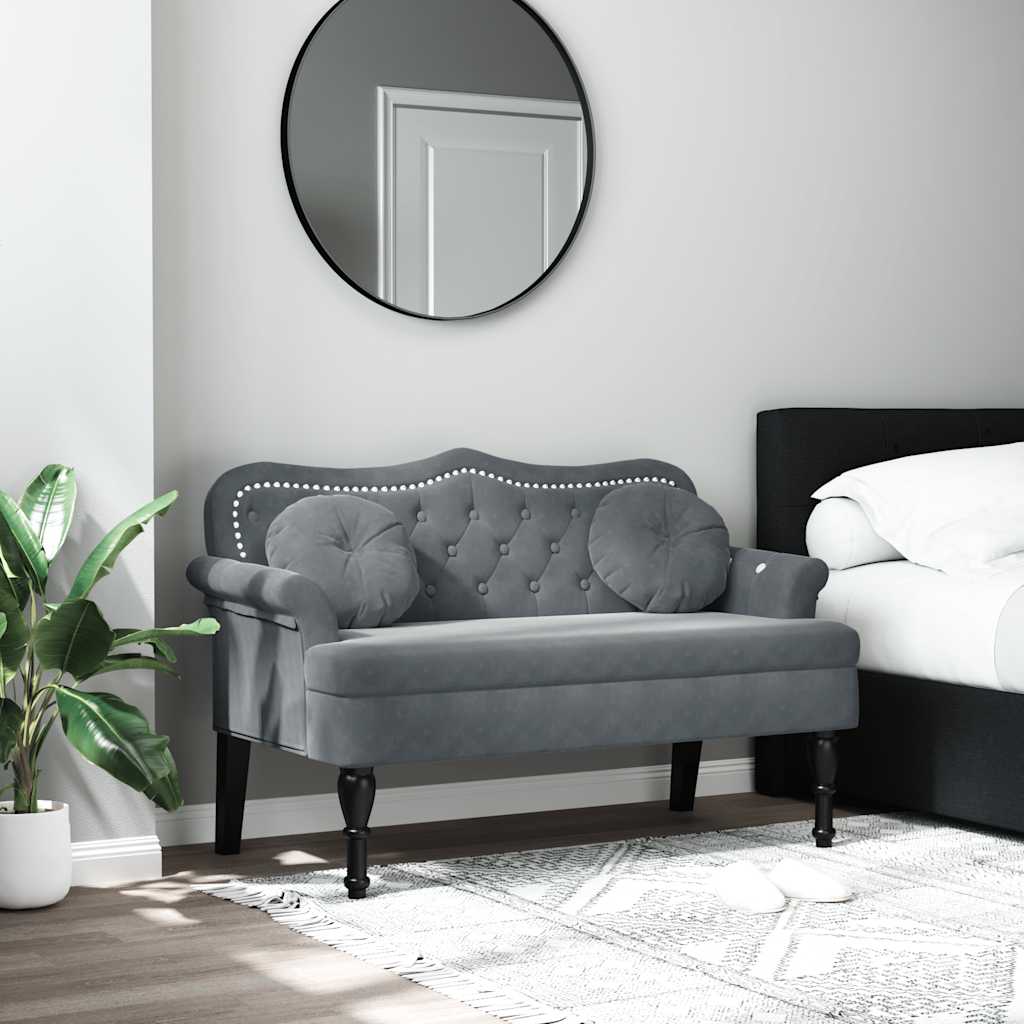 Bank mit Kissen Dunkelgrau 120,5 x 65 x 75 cm Samt