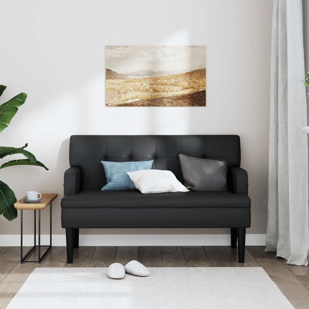 Bank mit Rückenlehne Schwarz 112x65,5x75 cm Kunstleder