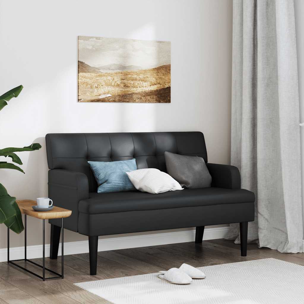 Bank mit Rückenlehne Schwarz 112x65,5x75 cm Kunstleder