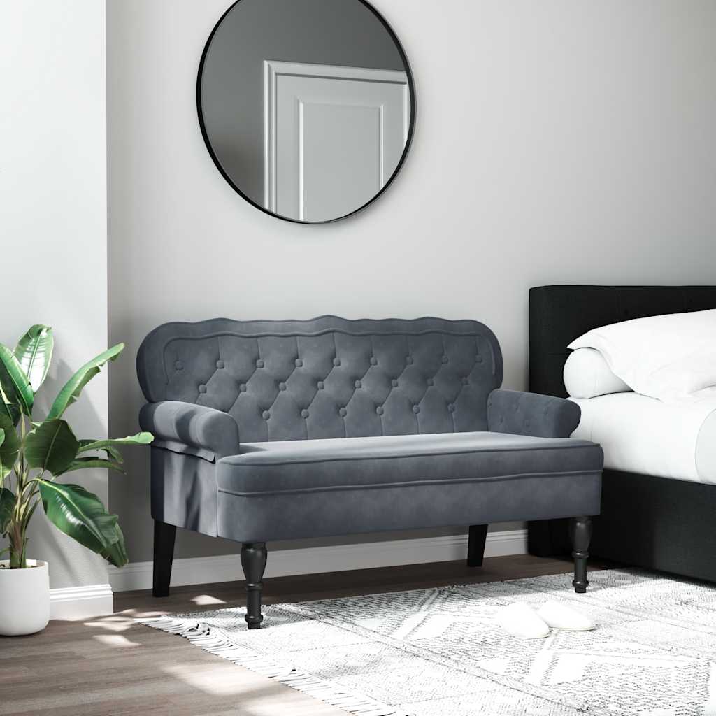 Sitzbank mit Rückenlehne Dunkelgrau 119,5x64,5x75 cm Samt